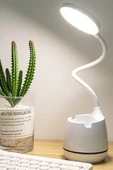 Şarjlı Masa Lambası – Kalemlik & Standlı, 3 Işık Tonlu Ayarlanabilir LED Okuma ve Ders Lambası - 7