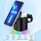Acl AW13 Magsafe Uyumlu 3'ü 1 Arada Kablosuz Şarj Cihazı  Telefon 15W Saat ve Kulaklık Desteği  RGB Işıklı - 3