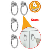 Lüks Halka Krom Mobilya Dolap Çekmece Kulpu Metal Çift Vida 4 Adet - 1