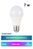 Sarı Işık LED Ampul – 7W E27 Duy, %85 Enerji Tasarruflu, 220° Açılı, 30.000 Saat Kullanım Ömürlü - 1