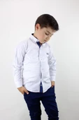 Erkek Çocuk Kendinden Desenli Uzun Kol Gömlek - 1