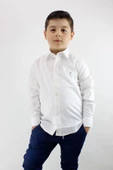 Erkek Çocuk Kendinden Desenli Uzun Kol Gömlek - 1