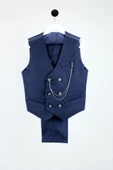 Erkek Çocuk Çift Sıra Düğmeli Zincili Yelek Takım - 1