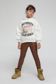 Escabel Kız Çocuk Balon Kol Kapşonlu Sweatshirt - 1
