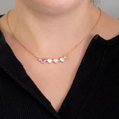 Altın Kaplama Renkli Taşlı Açılabilir Yonca Kolye KLY-568 thumbnail 3