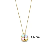 Altın Kaplama Renkli Taşlı Açılabilir Yonca Kolye KLY-568 thumbnail 5