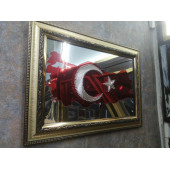 Filografi Türk bayrağı aynalı Türkiye haritalı 27x37 cm - 1