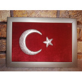 Filografi türk bayrağı 19x27 cm - 1