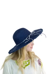 Kadın Geniş Kenarlı Hasır Şapka 1299 lacivert thumbnail 2