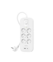 Belkin USB-C ve USB-A Bağlantı Noktalı Aşırı Gerilim Koruyucu (1 USB-C ve 1 USB-A ile 6 Çıkış) - 1