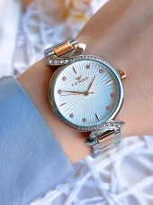 Ferro Çelik Kordonlu Gümüş/Rose Kararmaz Renk Atmaz 3 Atm  Özel Tasarım Kadın Kol Saati BFL21254-EX thumbnail 1