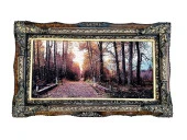 Sonbaharın Yolculuğu Adlı İran Tebriz Halı Tablo 126x76cm - Duvar Halı Kilim Tablo thumbnail 1