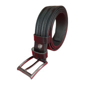 Erkek Kemer 3,5 Cm. Baskı Desenli Siyah Hakiki Deri (Vejetal Dana Derisi) Gvn-0054 - 1