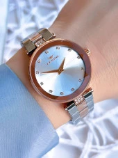 Ferro Çelik Kordonlu Gümüş/Rose Kararmaz Renk Atmaz 3 Atm  Özel Tasarım Kadın Kol Saati BFL21297-E thumbnail 1