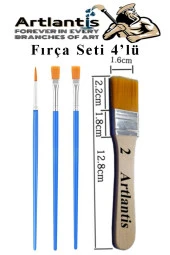 4'lü Fırça Seti 1 Paket 2 Numara Zemin Fırçalı Set Akrilik Boya Yağlı Boya Guaj Boya Sulu Boya Sanatsal - 1