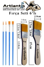6'lı Fırça Seti 1 Paket 2-4 Numara Zemin Fırçalı Set Akrilik Boya Yağlı Boya Guaj Boya Sulu Boya Sanatsal - 1