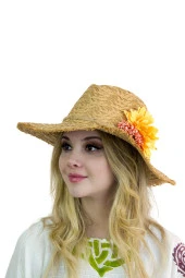 Geniş Kenarlı Hasır Şapka 1414 bej thumbnail 2