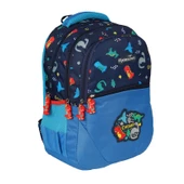 Erkek Çocuk Beslenmeli Suya Dayanıklı 4 Bölmeli Okul Sırt Çantası RLX1350MaviDinazor thumbnail 3