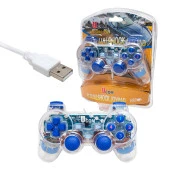 Powermaster UCOM-704 Kablolu Double Shock Joypad Oyun Kolu Gamepad Şeffaf Işıklı - 6