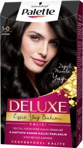 Palette Deluxe Kalıcı Renkler Saç Boyası 1-0 Siyah thumbnail 2