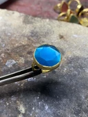 Güneş Taşı Serisi Yuarlak Kedi Gözü Taşlı El İşi Kadın Yüzük Ayarlanabilir - 6