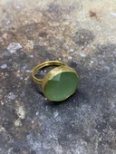 Güneş Taşı Serisi Yuarlak Kedi Gözü Taşlı El İşi Kadın Yüzük Ayarlanabilir - 3