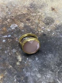 Güneş Taşı Serisi Yuarlak Kedi Gözü Taşlı El İşi Kadın Yüzük Ayarlanabilir - 5