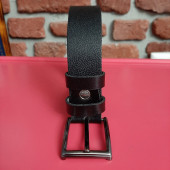 Erkek Kemer 3,5 Cm. Düz Siyah Hakiki Deri (Vejetal Dana Derisi) Gvn-0055 - 2