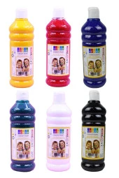 Parmak Boyası 500 Gr 6 Adet Çocuklar İçin Yıkanabilir Parrmak Boya Südor Okul Hobi Kreş Etkinlik Kırmızı Sarı Mavi Yeşil - 1