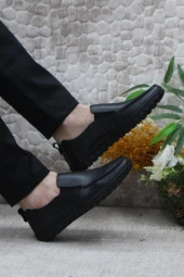 Bulldozer 241051 Siyah Rahat Yumuşak Hakiki Deri Erkek Ayakkabı thumbnail 5