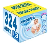 Molfix Bebek Bezi Beden:3 (4-9Kg) Midi 324 Adet Aylık Ultra Fırsat Pk thumbnail 1
