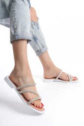 MİA026-1602 Günlük Kadın Taşlı Somon Tatil Terliği thumbnail 2