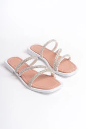 MİA026-1602 Günlük Kadın Taşlı Somon Tatil Terliği thumbnail 3