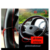 Universal Kamyon Tır Otobüs Dikmeli Direksiyon Kılıfı Soft Kırmızı İpli 45-10Cm thumbnail 1