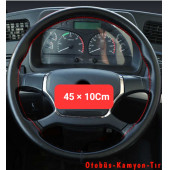 Universal Kamyon Tır Otobüs Dikmeli Direksiyon Kılıfı Soft Kırmızı İpli 45-10Cm thumbnail 2