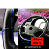 Universal Kamyon Tır Otobüs Dikmeli Direksiyon Kılıfı Soft Mavi İpli  45-10CM - 1