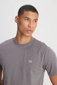 Lee L60UFQ003 Antrasit Erkek Regular Fit Bisiklet Yaka Normal Kesim Lee Logolu Tşört - 4