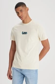 Lee L241521614 Bej Erkek Regular Fit Bisiklet Yaka Lee Logo Baskılı Tşört - 1
