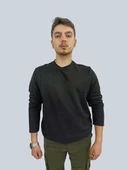 Erkek Ottoman Uzun Kol Siyah Sweatshirt thumbnail 2