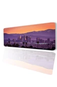 SonicTouch Metropol Gün Batımı Temalı Kaymaz Gaming Oyuncu Masaüstü Dikişsiz Klavye Mouse Pad 32x70Cm - 1