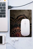 SonicTouch Mandala Desenli Kahverengi Çiçekli Kaydırmaz Gaming Oyuncu Dikişsiz Mouse Pad/Ped 17x21cm - 3