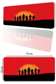 SonicTouch Red Dead Redemption Kaymaz Gaming Oyuncu Masaüstü Dikişsiz Kırmızı Klavye Mouse Pad 32x70Cm thumbnail 1