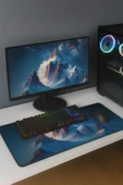 SonicTouch Yükselen Zafer Ay Yıldızlı Dağ Zirvesi Temalı Kaymaz Gaming Oyuncu Dikişsiz Klavye Mouse Pad 32x70Cm thumbnail 2