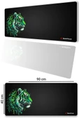 SonicTouch UltraGrand Siyah ve Neon Yeşili Kaplan Dikişsiz Xxl Gaming Oyuncu Masaüstü Klavye Mouse Pad 40x90Cm thumbnail 1