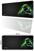 SonicTouch UltraGrand Siyah ve Neon Yeşili Soldier Dikişsiz Xxl Gaming Oyuncu Masaüstü Klavye Mouse Pad 40x90Cm thumbnail 2