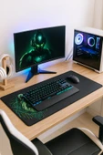 SonicTouch UltraGrand Siyah ve Neon Yeşili Kaplan Dikişsiz Xxl Gaming Oyuncu Masaüstü Klavye Mouse Pad 40x90Cm thumbnail 2