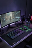 SonicTouch UltraGrand Siyah ve Neon Yeşili Kartal Dikişsiz Xxl Gaming Oyuncu Masaüstü Klavye Mouse Pad 40x90Cm thumbnail 2