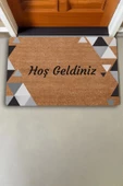 Valerine Life Siyah Gri Geometrik Üçgen Hoş Geldiniz Kapı Önü Paspası 45x70cm thumbnail 2