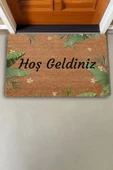 Valerine Life Tropikal Yaprağı ve Beyaz Hatmi Çiçeği Hoş Geldiniz Kapı Önü Paspası 45x70cm thumbnail 2