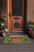 Valerine Life Beyaz Çerçeveli Palmiye Yaprakları Welcome Kapı Önü Paspası 45x70cm thumbnail 3